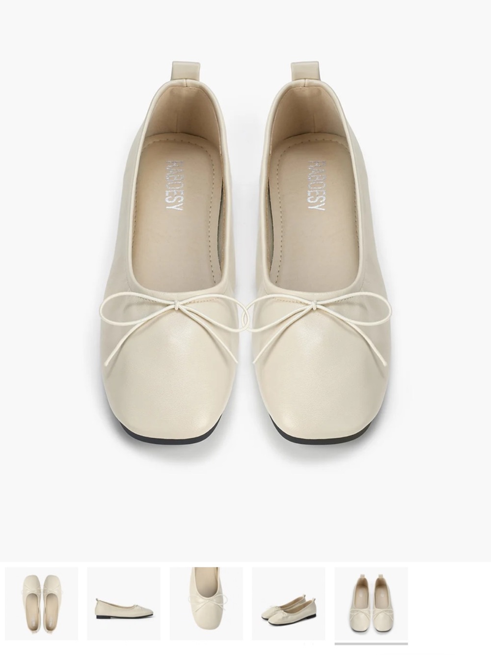 Foldable Beige Cream Bow Tie Ballet Flats